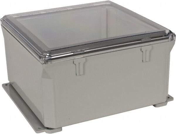 Thomas & Betts - Polycarbonate Standard Enclosure Hinge Flat Cover - NEMA 1, 2, 3, 4, 12, 3S, 3SX, 3X, 4X, 12" Wide x 12" High x 6" Deep, Impact Resistant - USA Tool & Supply