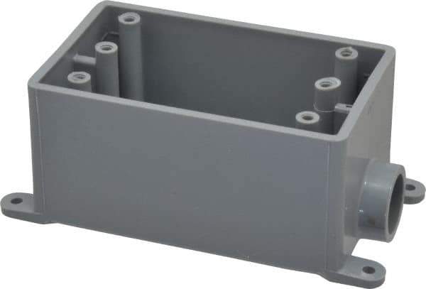 Thomas & Betts - 1 Gang, (1) 1/2" Knockout, PVC Rectangle Junction Box - 144.78mm Overall Height x 71.1mm Overall Width x 61.5mm Overall Depth, Weather Resistant - USA Tool & Supply