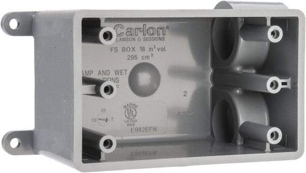 Thomas & Betts - 1 Gang, (2) 3/4" Knockouts, PVC Rectangle Junction Box - 115.3mm Overall Height x 98.4mm Overall Width x 61.5mm Overall Depth, Weather Resistant - USA Tool & Supply