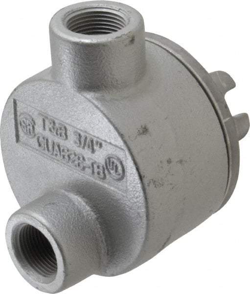Thomas & Betts - (2) 3/4" Knockouts, Iron Round GUAB - 3-1/2" Overall Width x 2" Overall Depth - USA Tool & Supply