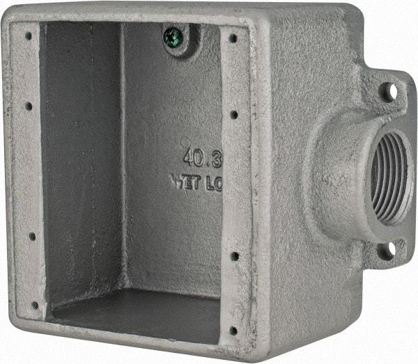 Thomas & Betts - 2 Gang, (1) 1" Knockout, Iron Rectangle Device Box - Zinc Plated - USA Tool & Supply