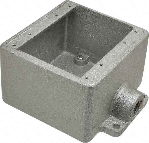 Thomas & Betts - 2 Gang, (1) 1/2" Knockout, Iron Rectangle Device Box - Zinc Plated - USA Tool & Supply