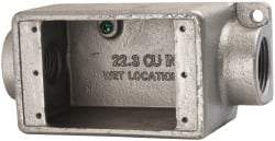 Thomas & Betts - 1 Gang, (2) 1" Knockouts, Iron Rectangle Device Box - 2-3/4" Overall Width - USA Tool & Supply