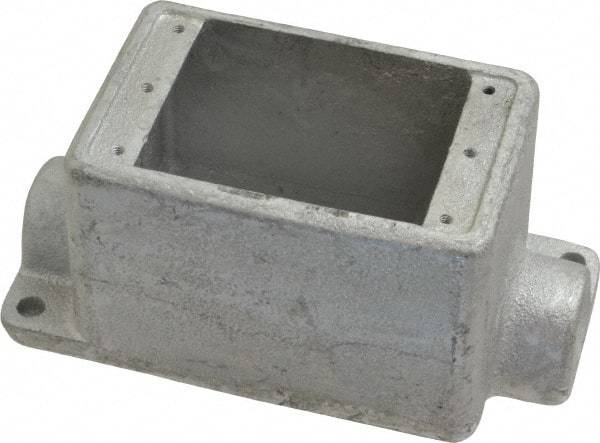 Thomas & Betts - 1 Gang, (2) 1/2" Knockouts, Iron Rectangle Device Box - 2-3/4" Overall Width - USA Tool & Supply