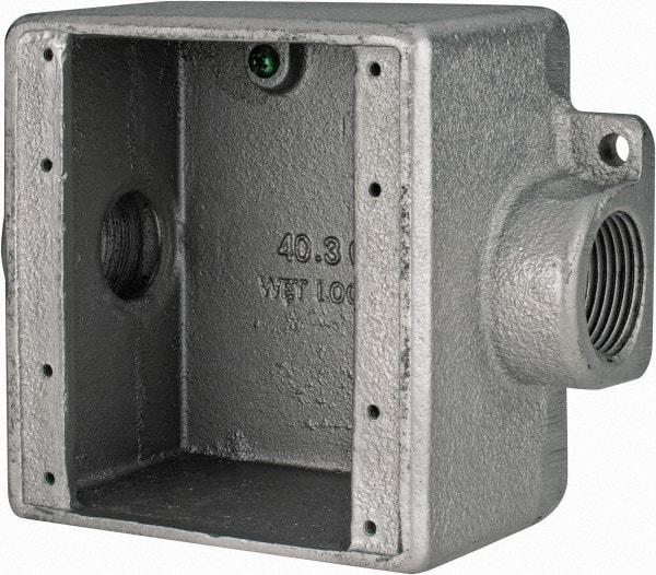 Thomas & Betts - 2 Gang, (2) 1" Knockouts, Iron Rectangle Device Box - Zinc Plated - USA Tool & Supply