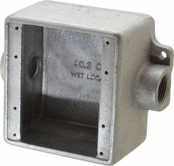 Thomas & Betts - 2 Gang, (2) 3/4" Knockouts, Iron Rectangle Device Box - Zinc Plated - USA Tool & Supply