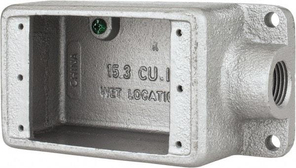 Thomas & Betts - 1 Gang, (1) 1/2" Knockout, Iron Rectangle Device Box - 2-3/4" Overall Width x 2" Overall Depth - USA Tool & Supply