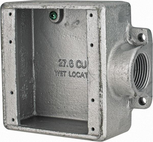 Thomas & Betts - 2 Gang, (1) 1" Knockout, Iron Rectangle Device Box - 2-3/4" Overall Width x 2" Overall Depth - USA Tool & Supply