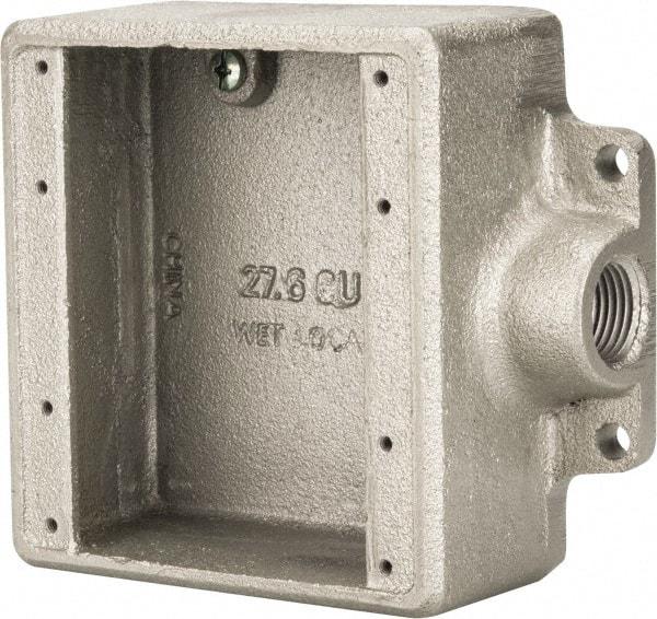 Thomas & Betts - 2 Gang, (1) 1/2" Knockout, Iron Rectangle Device Box - 2-3/4" Overall Width x 2" Overall Depth - USA Tool & Supply