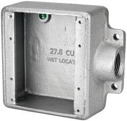 Thomas & Betts - 2 Gang, (1) 3/4" Knockout, Iron Rectangle Device Box - 2-3/4" Overall Width x 2" Overall Depth - USA Tool & Supply