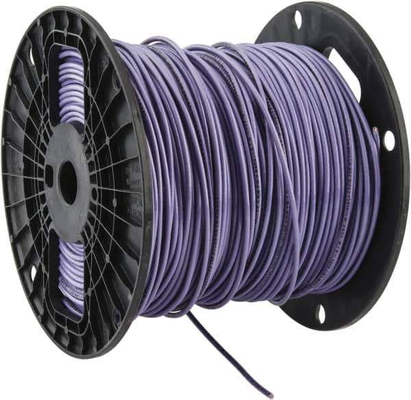 Southwire - THHN/THWN, 14 AWG, 15 Amp, 500' Long, Solid Core, 1 Strand Building Wire - Purple, Thermoplastic Insulation - USA Tool & Supply