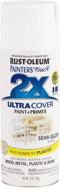Rust-Oleum - White, Semi Gloss, Enamel Spray Paint - 8 Sq Ft per Can, 12 oz Container, Use on Multipurpose - USA Tool & Supply