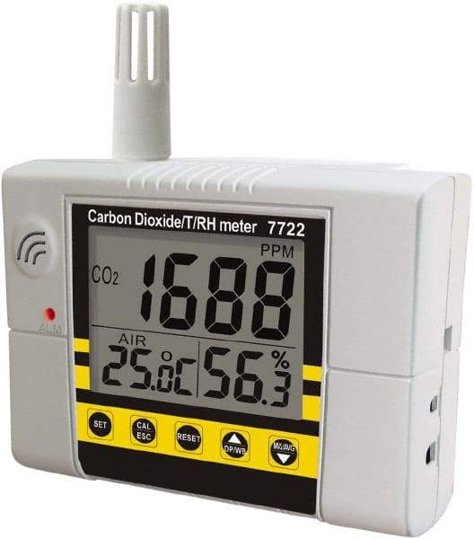 General - Indoor Air Quality Monitor - Measures CO2 Level, Air & Wet Bulb Temp, Humidity, Dew Point, Accurate to +/-5% of CO2, +/-3% Humidity, +/-0.9°F (0.6°C) - USA Tool & Supply