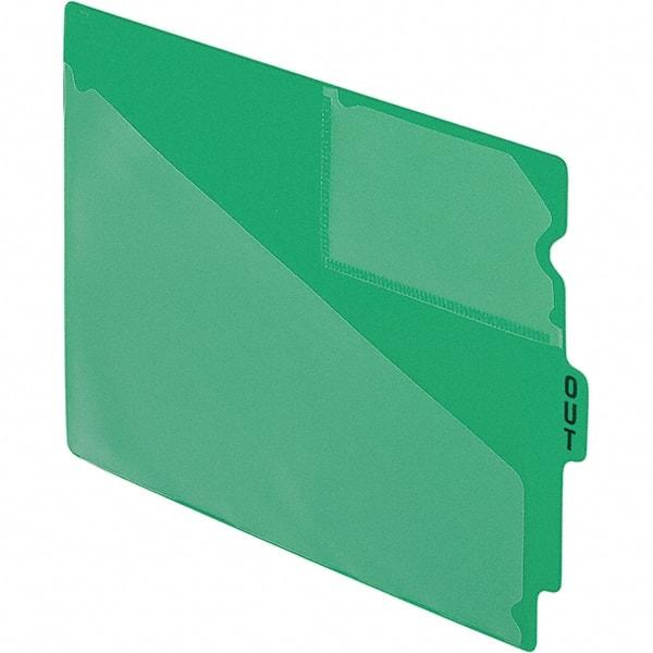 Pendaflex - 8-1/2 x 11" 50 Tabs, Unpunched, End Tab Out Guides with Pockets - Green - USA Tool & Supply