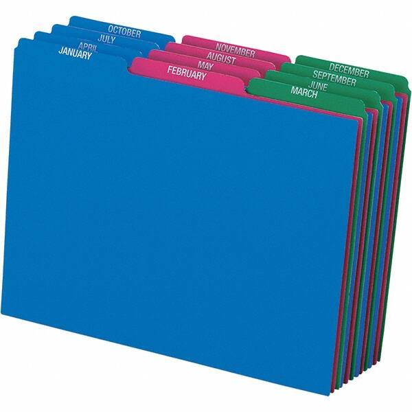 Pendaflex - 8-1/2 x 11" 12 Tabs, Unpunched, Preprinted Divider - Assorted Color Tabs, Assorted Folder - USA Tool & Supply