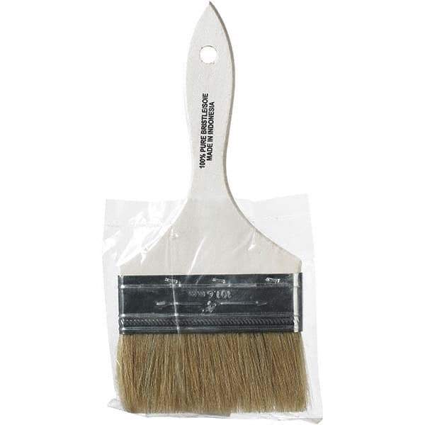 Rubberset - 4" Flat Hog Chip Brush - Wood Beavertail Handle - USA Tool & Supply