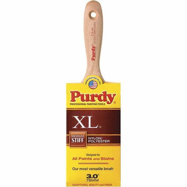 Purdy - 3" Flat Synthetic Wall Brush - 3-11/16" Bristle Length, 3-11/16" Wood Beavertail Handle - USA Tool & Supply