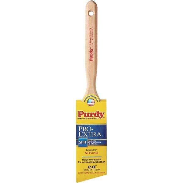 Purdy - 2" Angled Synthetic Sash Brush - 2-15/16" Bristle Length, 2-15/16" Wood Fluted Handle - USA Tool & Supply