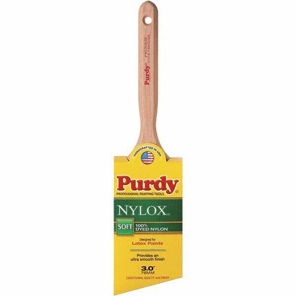 Purdy - 3" Angled Synthetic Trim Brush - 3-3/16" Bristle Length, 3-3/16" Wood Fluted Handle - USA Tool & Supply