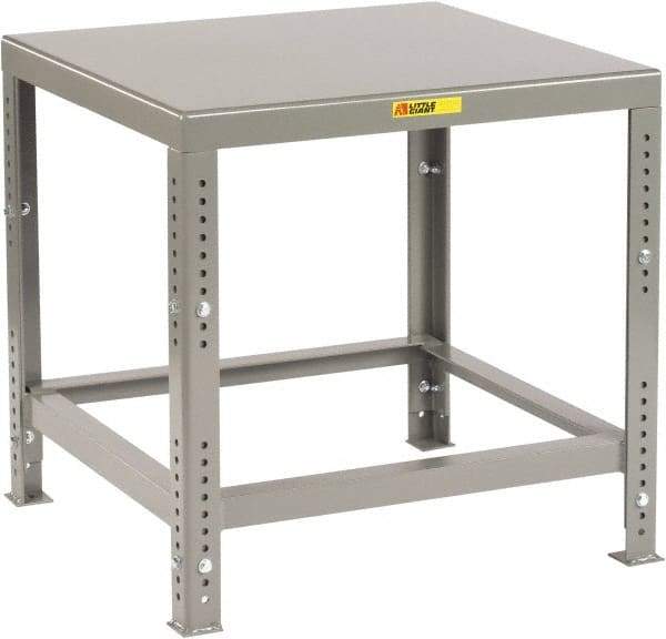 Little Giant - 30 Wide x 16" Deep x 30" High, 7 Gauge Steel Heavy-Duty Machine Table - Adjustable Height Legs, Gray - USA Tool & Supply