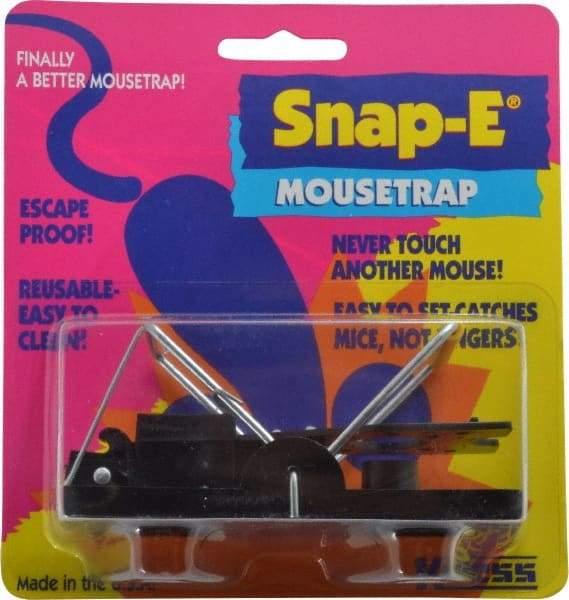 Made in USA - Snap Trap for Use on Mice - 3-7/8 Inch Long x 1-7/8 Inch Wide x 2-3/8 Inch High, Polystyrene and Steel - USA Tool & Supply