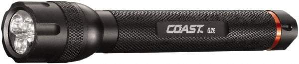 Coast Cutlery - White LED Bulb, 120 Lumens, Industrial/Tactical Flashlight - Black Aluminum Body, 2 AA Alkaline Batteries Included - USA Tool & Supply