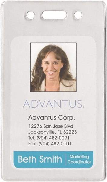ADVANTUS - Clip-On Badge Holder - Clear - USA Tool & Supply
