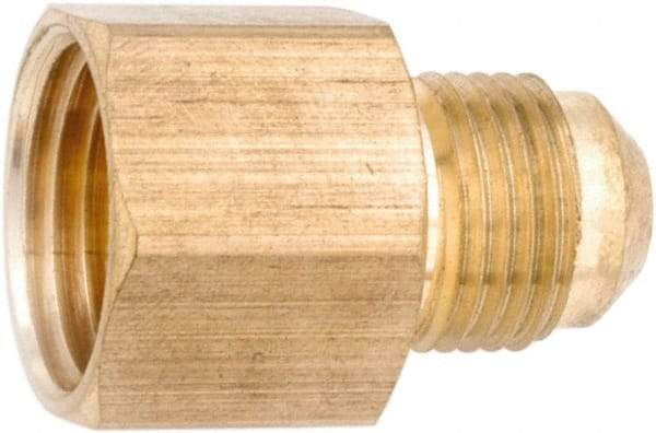 ANDERSON METALS - 1/4" Tube OD, 45° Lead Free Brass Flared Tube Female Connector - 3/8 NPT, Flare x FNPT Ends - USA Tool & Supply
