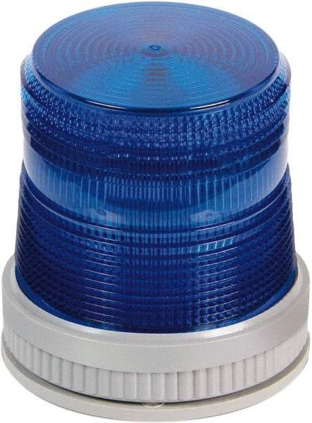 Edwards Signaling - 120 VAC, 4X NEMA Rated, LED, Blue, Flashing, Steady Light - 65 Flashes per min, 3/4 Inch Pipe, 3-3/4 Inch Diameter, 4-3/4 Inch High, Panel Mount, Pipe Mount, Wall Mount - USA Tool & Supply