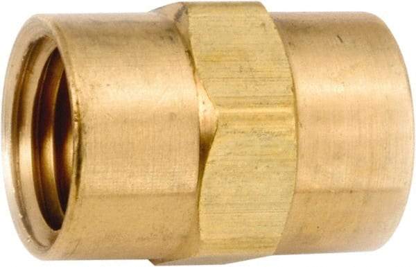 ANDERSON METALS - 1/2-14 Female Thread, Lead Free Brass Industrial Pipe Coupling - FNPT, 1,000 psi - USA Tool & Supply