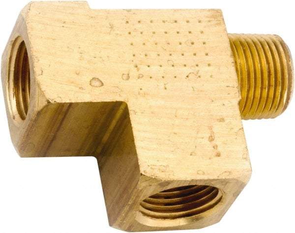 ANDERSON METALS - 1/2-14 Male Thread x 1/2-14 Female Thread, Lead Free Brass Industrial Pipe Street Tee - MNPT x FNPT, 1,000 psi - USA Tool & Supply