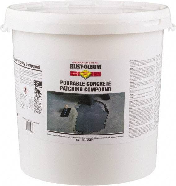 Rust-Oleum - 55 Lb Pail Concrete Patch - Gray, 46 Cu Ft/55 Lb Kit Coverage, Fiber Reinforced Portland Cement - USA Tool & Supply