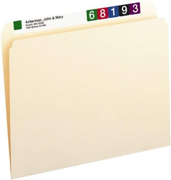 SMEAD - 8-1/2 x 11", Letter Size, Manila, File Folders with Top Tab - 11 Point Stock, Straight Tab Cut Location - USA Tool & Supply