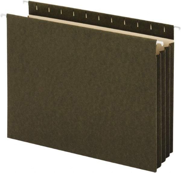 UNIVERSAL - 8-1/2 x 11", Letter Size, Standard Green, Hanging File Folders with Box Bottom - 11 Point Stock - USA Tool & Supply