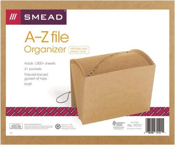SMEAD - 8-1/2 x 11", Letter Size, Kraft, A-Z Indexed Expanding Files - USA Tool & Supply