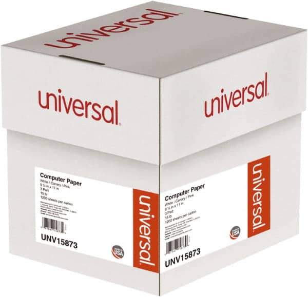 UNIVERSAL - 9-1/2" x 11" White, Canary & Pink Computer Paper - Use with Tractor-Feed Printers - USA Tool & Supply