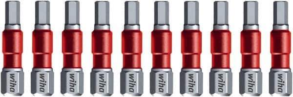 Wiha - 4mm Hex Bit - 1/4" Hex Drive, 1-9/64" OAL - USA Tool & Supply