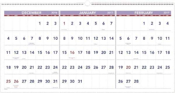 AT-A-GLANCE - 7 Sheet, 23-1/2 x 12", Wall Calendar - White - USA Tool & Supply