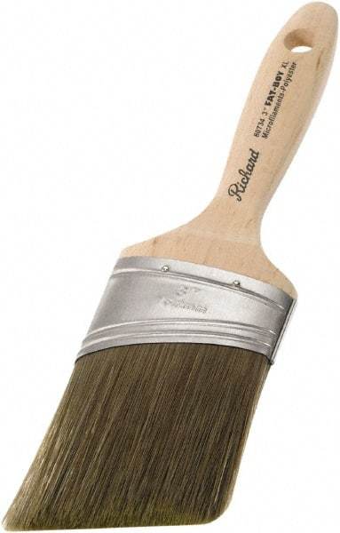 Richard - 3" Oval/Angle Polyester Angular Brush - 3-1/4" Bristle Length, 5-3/4" Wood Sash Handle - USA Tool & Supply