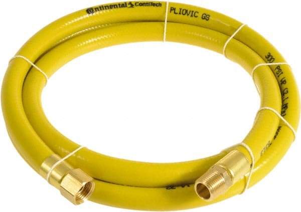 Continental ContiTech - 1/4" ID x 0.45" OD 100' Long Multipurpose Air Hose - MNPT x FNPT Ends, 300 Working psi, -10 to 158°F, 1/4" Fitting, Yellow - USA Tool & Supply