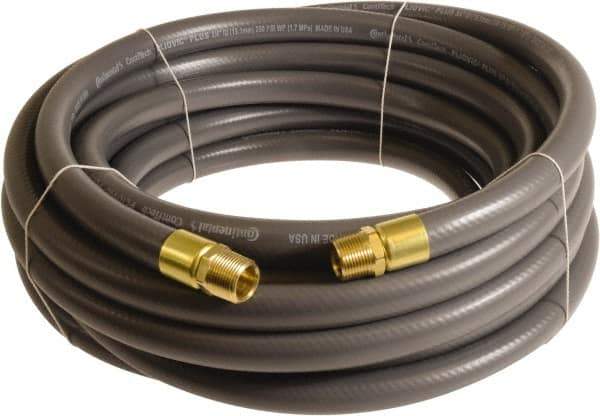 Continental ContiTech - 1" ID x 1.38" OD 100' Long Multipurpose Air Hose - MNPT x MNPT Ends, 250 Working psi, -10 to 158°F, 1" Fitting, Gray - USA Tool & Supply