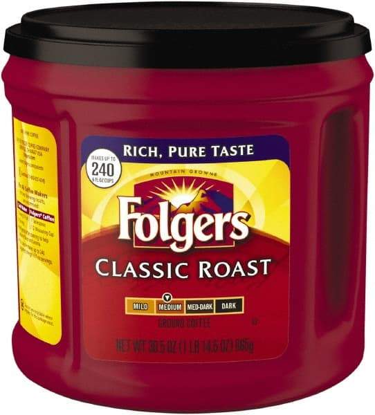 Folgers - Coffee, Classic Roast, Ground, 30.5 oz Canister - USA Tool & Supply