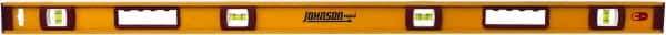 Johnson Level & Tool - Magnetic 48" Long 3 Vial I-Beam Level - Aluminum, Black, 2 Plumb & 1 Level Vials - USA Tool & Supply
