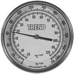 Wika - 9 Inch Long Stem, Stainless Steel, Back Connected Bi-Metal Thermometer - 10 to 200°C, 1% Accuracy - USA Tool & Supply