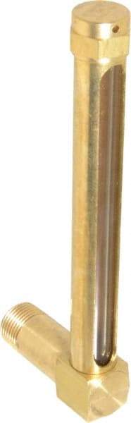 LDI Industries - 4-1/4 Inch Long Sight, 3/8 Inch Thread Size, Buna-N Seal Long Elbow, Vented Oil-Level Indicators and Gauge - 5-3/8 Inch Length to Center of Base - USA Tool & Supply
