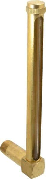 LDI Industries - 7-1/2 Inch Long Sight, 1/2 Inch Thread Size, Buna-N Seal Long Elbow, Vented Oil-Level Indicators and Gauge - 8-11/16 Inch Length to Center of Base - USA Tool & Supply