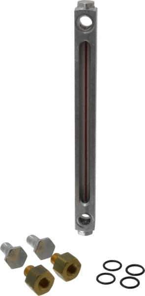 LDI Industries - 1/2-18 Thread, 7-1/2 Inch Sight Length, 290 Max psi, Closed Circuit Liquid Level Sight Gauge with Pipe Adapter - 9 Inch Length to Center of Base, 10-5/8 Inch Overall Length, Buna-N Seal - USA Tool & Supply
