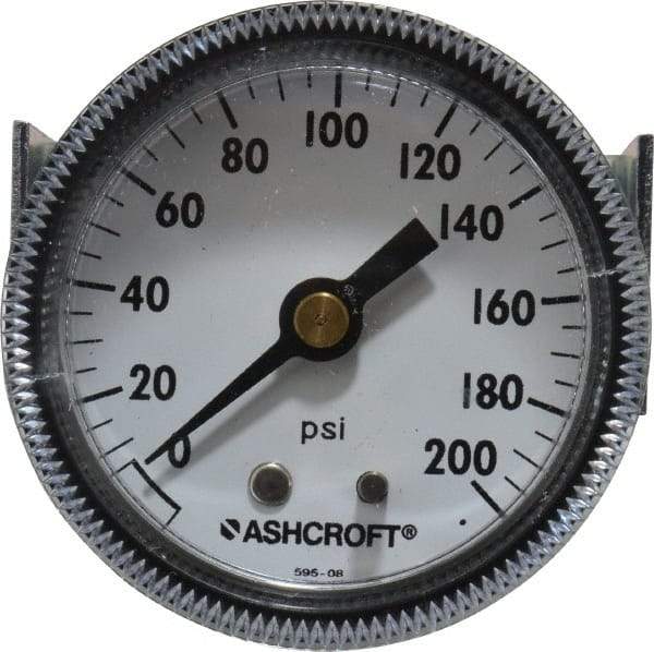 Ashcroft - 2" Dial, 1/4 Thread, 0-200 Scale Range, Pressure Gauge - Center Back Connection Mount - USA Tool & Supply