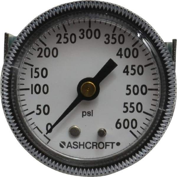 Ashcroft - 2" Dial, 1/4 Thread, 0-600 Scale Range, Pressure Gauge - Center Back Connection Mount - USA Tool & Supply