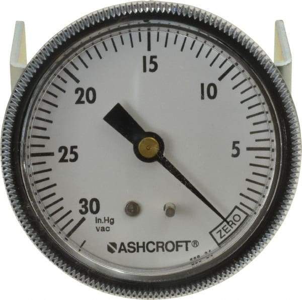 Ashcroft - 2-1/2" Dial, 1/4 Thread, 30-0 Scale Range, Pressure Gauge - Center Back Connection Mount - USA Tool & Supply